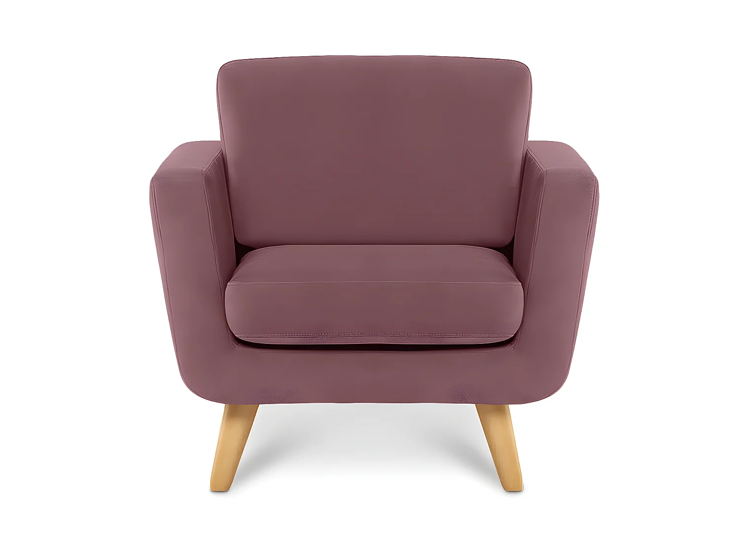 Skandinavischer Sessel - Massivholz-Beine - rosa - TAGIO