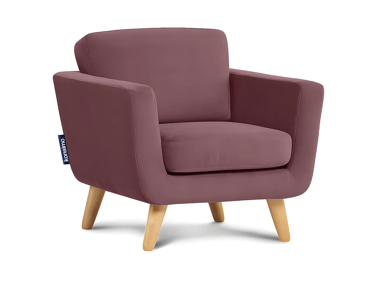 Skandinavischer Sessel - Massivholz-Beine - rosa - TAGIO