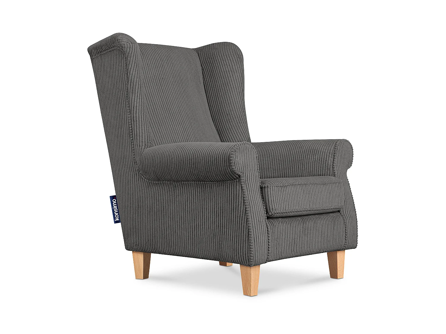 Ohrensessel Kord-Bezug Petfriendly - grau - MILES