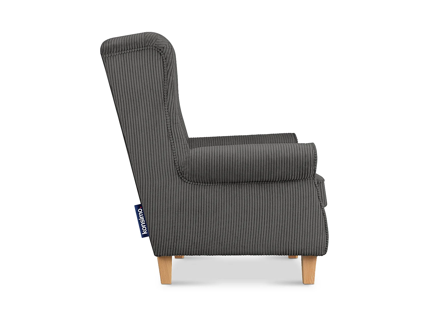 Ohrensessel Kord-Bezug Petfriendly - grau - MILES