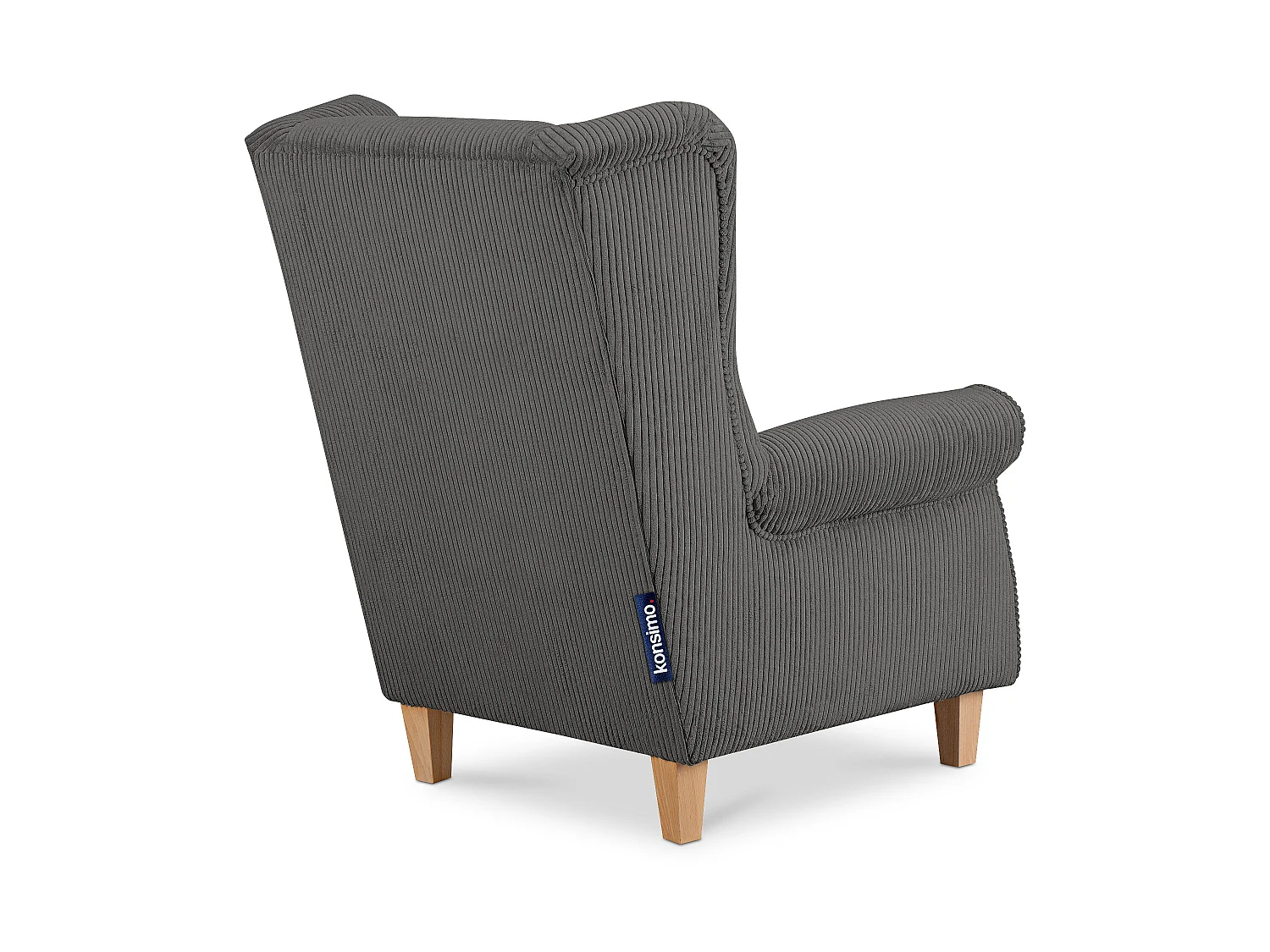 Ohrensessel Kord-Bezug Petfriendly - grau - MILES