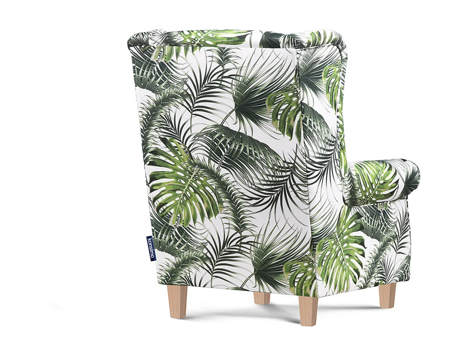 Ohrensessel Massivholzbeine - weiß-grün - MILES