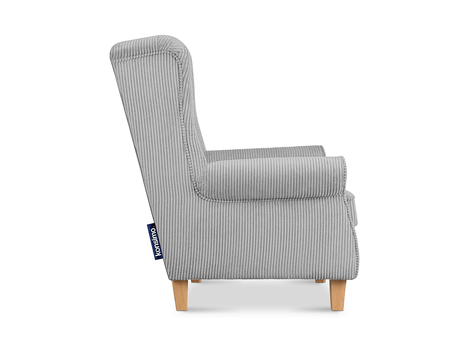 Ohrensessel Kord-Bezug Petfriendly - grau - MILES