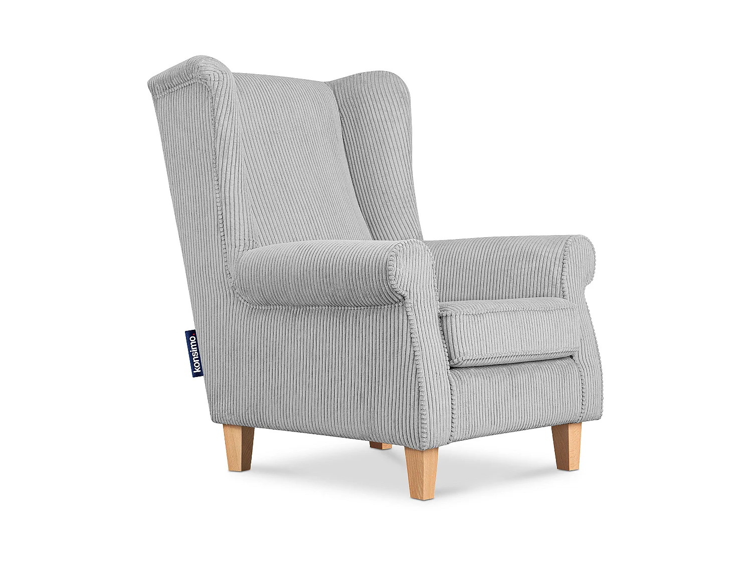 Ohrensessel Kord-Bezug Petfriendly - grau - MILES