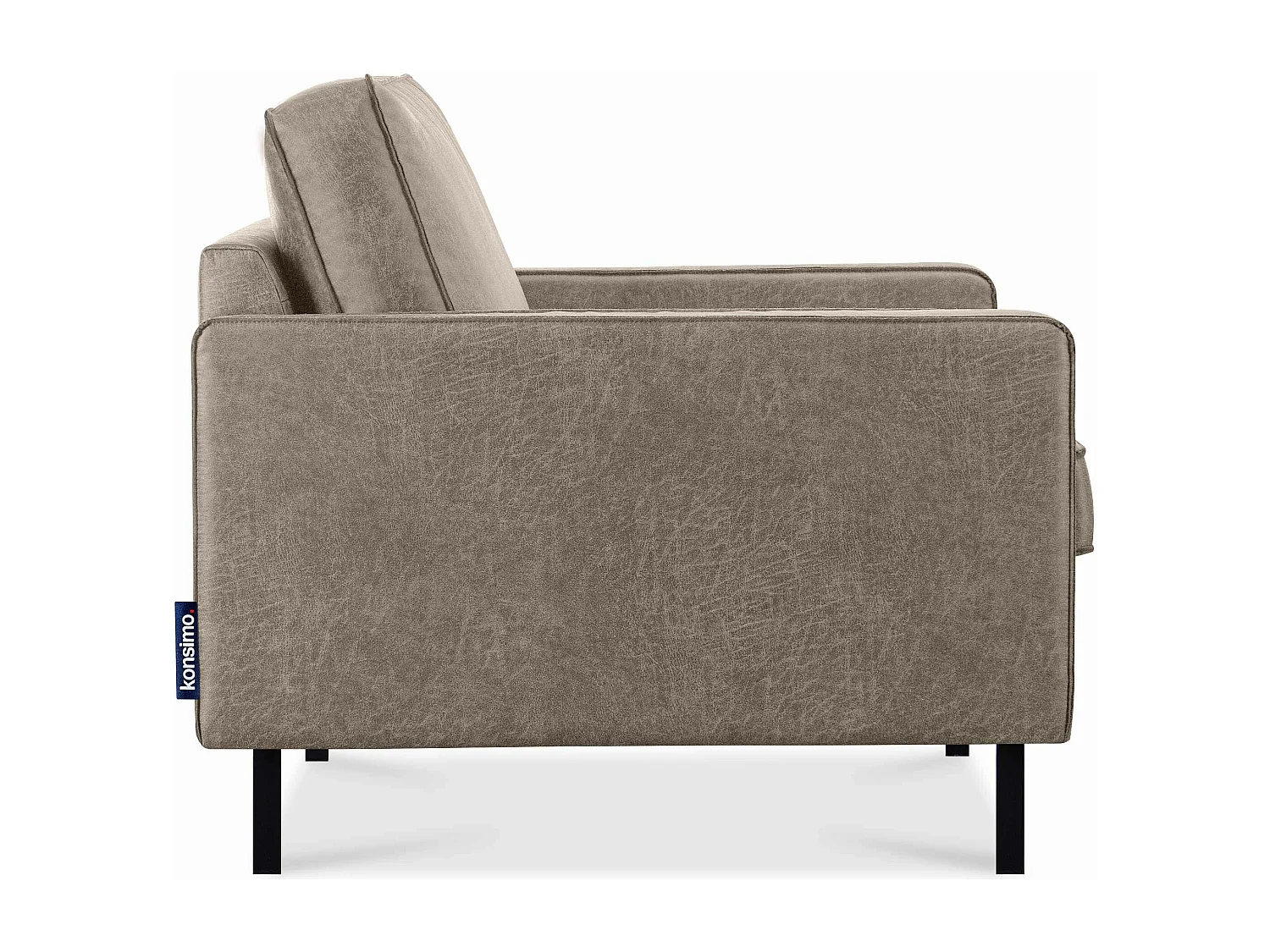 Großer Loft-Sessel aus Leder und Mikrofaser - hellgrau - INVIA