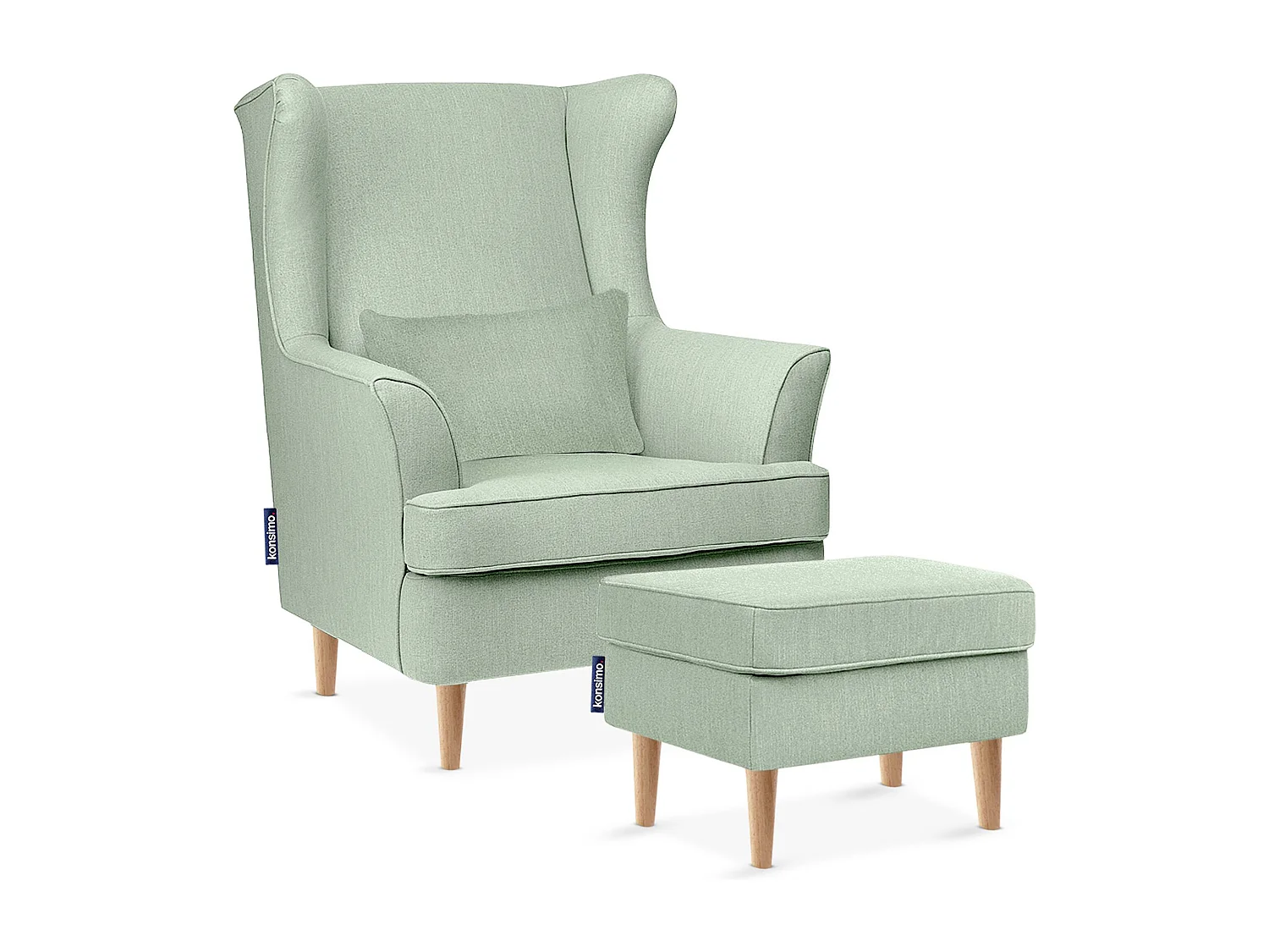 Klassischer Sessel mit Sitzhocker - grün - STRALIS