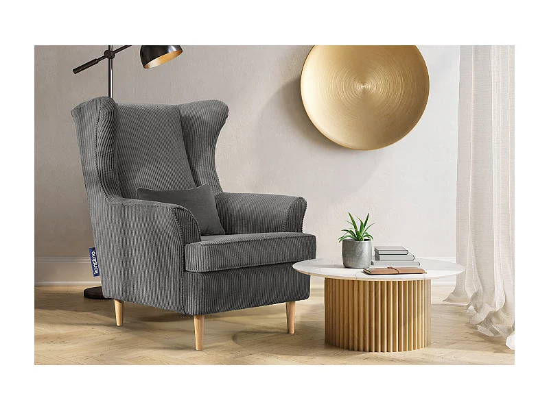 Klassischer Sessel aus Stoff Cordsamt - silber - STRALIS