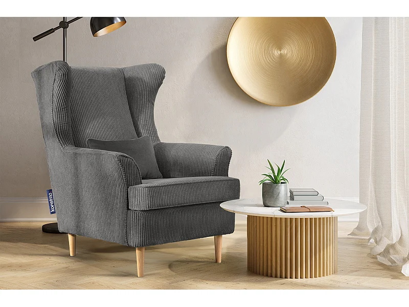 Klassischer Sessel aus Stoff Cordsamt - silber - STRALIS