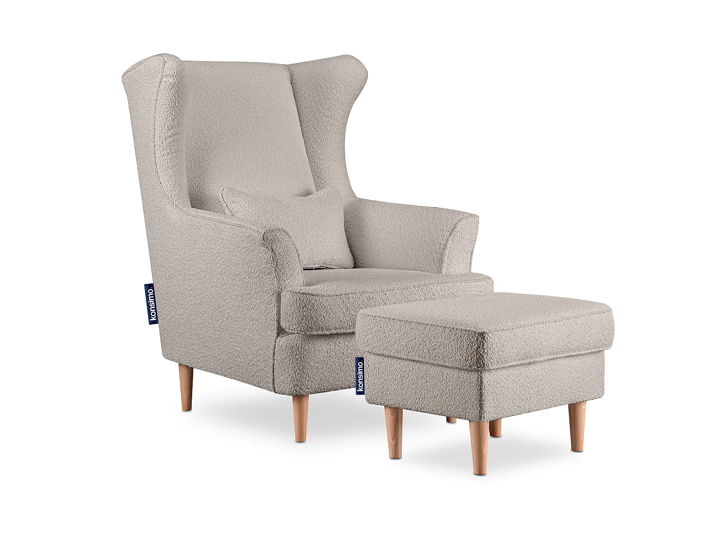 Klassischer Sessel mit Sitzhocker - hellbeige - STRALIS