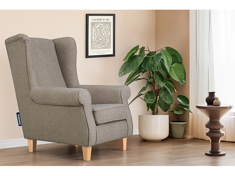 Ohrensessel Massivholzbeine buche - hellbraun - MILES