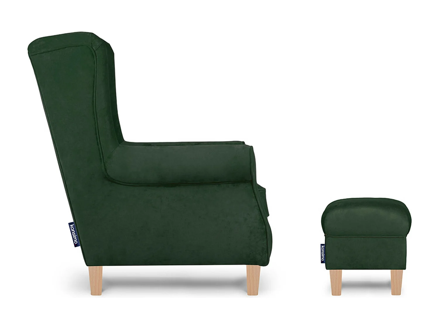 Ohrensessel Set inkl. Sitzhocker -  grün - MILES