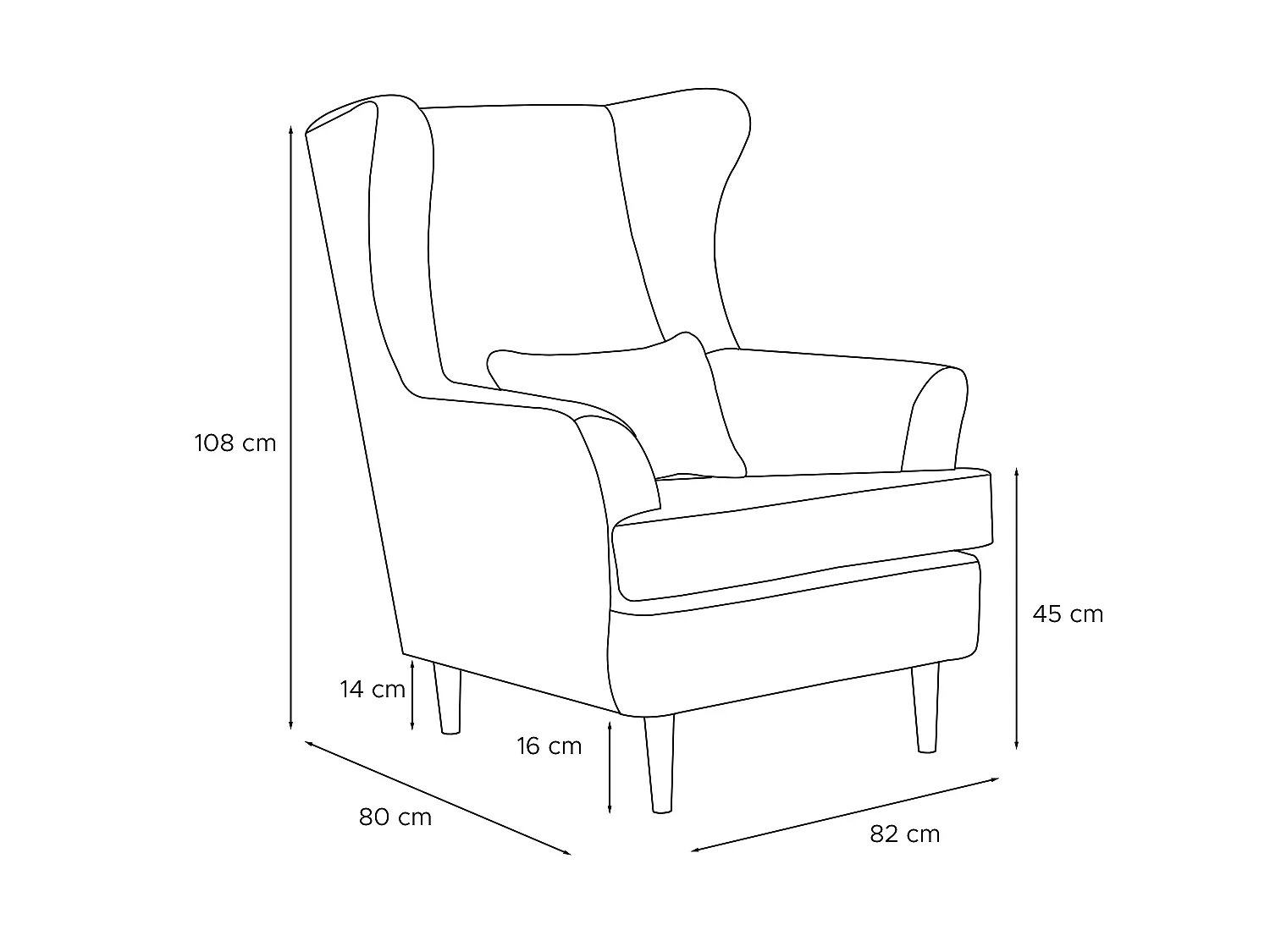Klassischer Ohrensessel - Velours-Bezug grau - STRALIS