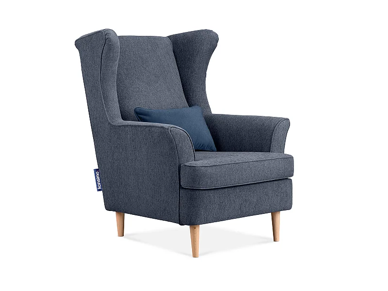 Klassischer Ohrensessel - Velours-Bezug grau - STRALIS