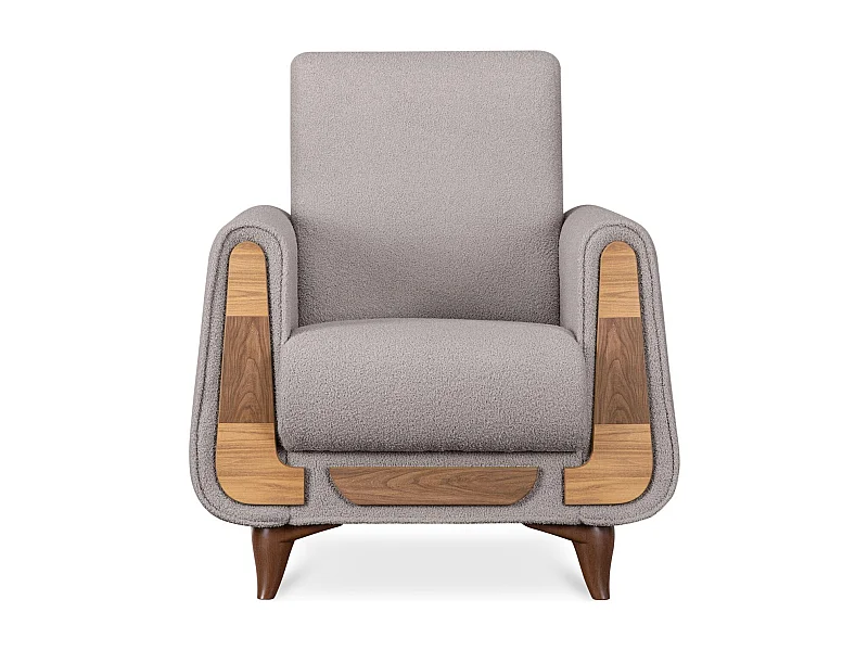 Klassischer Sessel aus Schaumstoff und Holz - grau - GUSTAVO