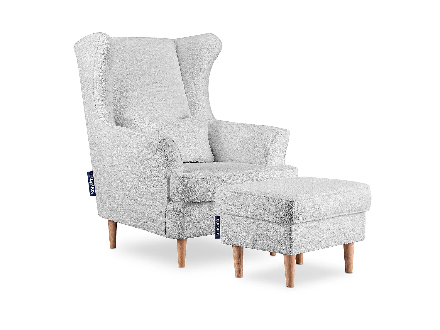 Klassischer Sessel mit Sitzhocker - hellgrau - STRALIS