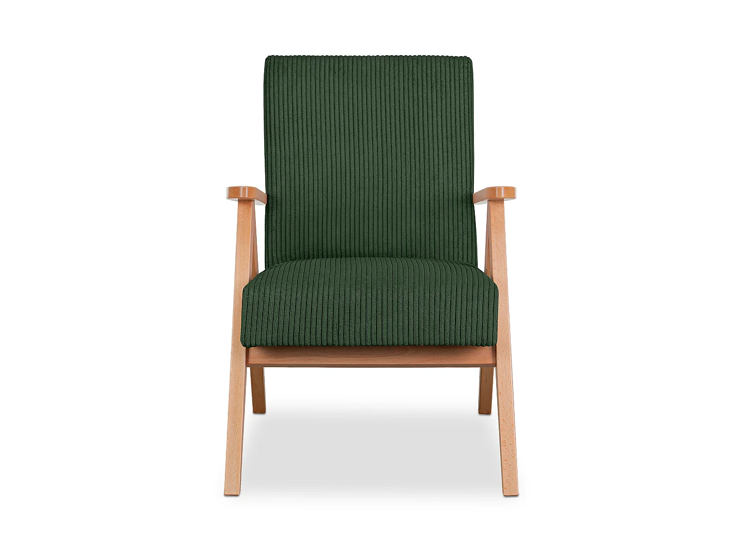 Vintage Sessel gepolstert Echt-Holz-Rahmen - dunkelgrün - NASET