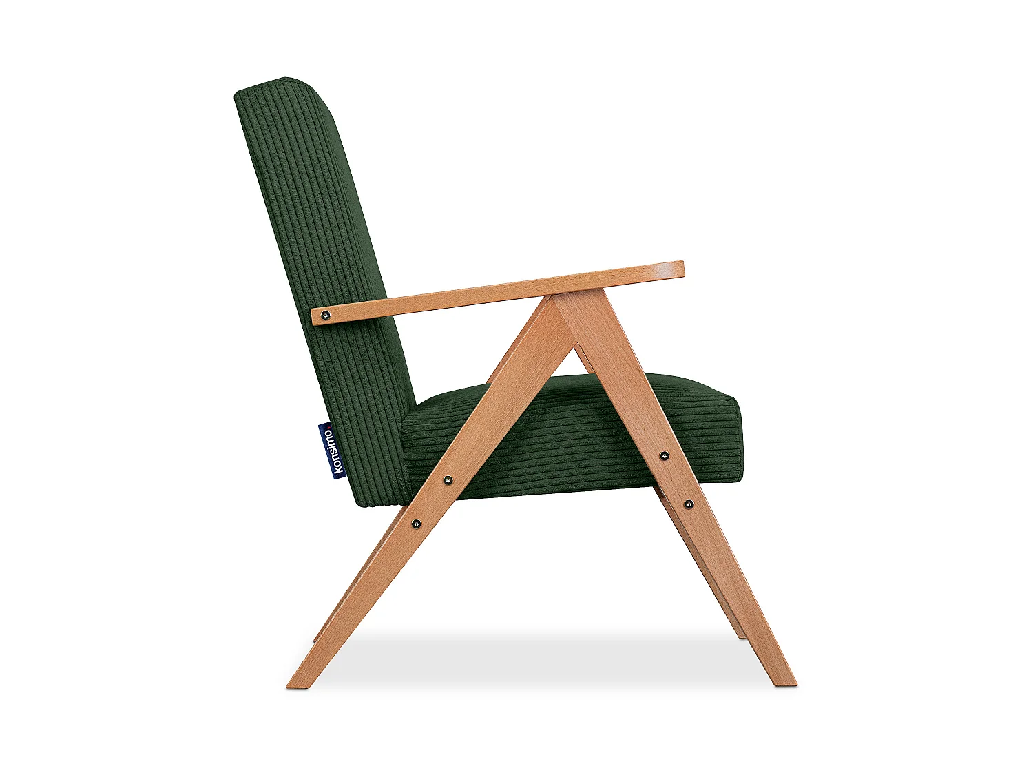 Vintage Sessel gepolstert Echt-Holz-Rahmen - dunkelgrün - NASET