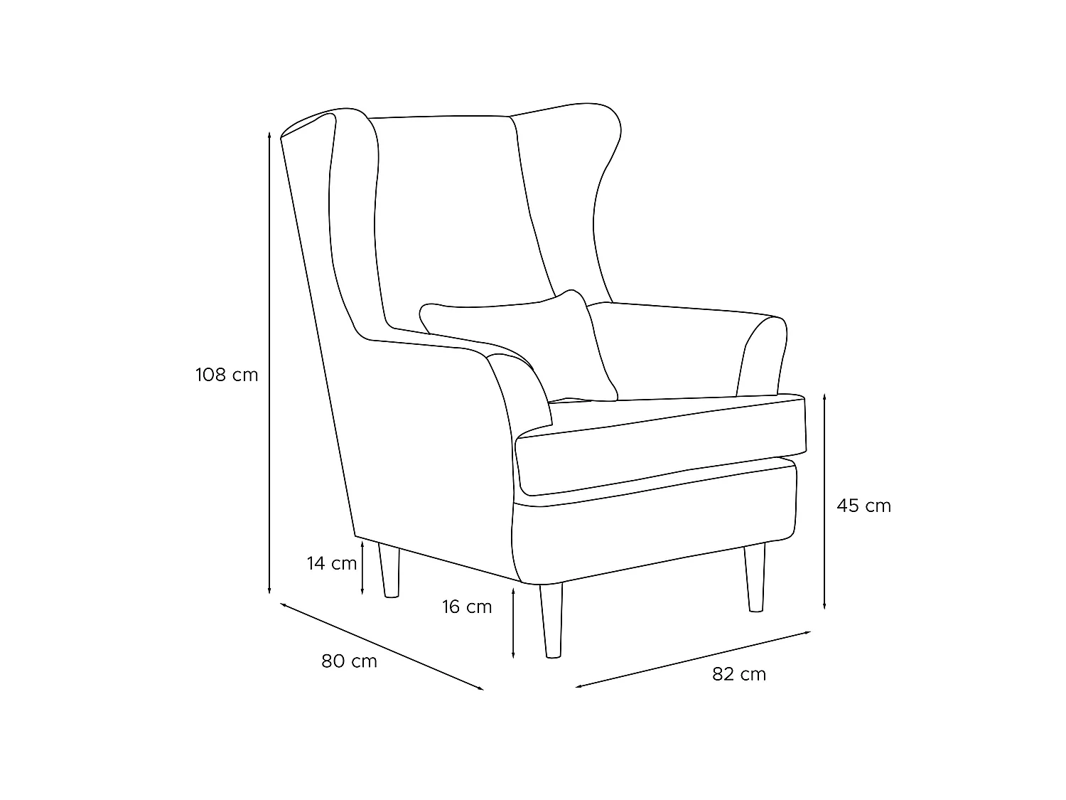 Klassischer Ohrensessel - Velours-Bezug blau - STRALIS