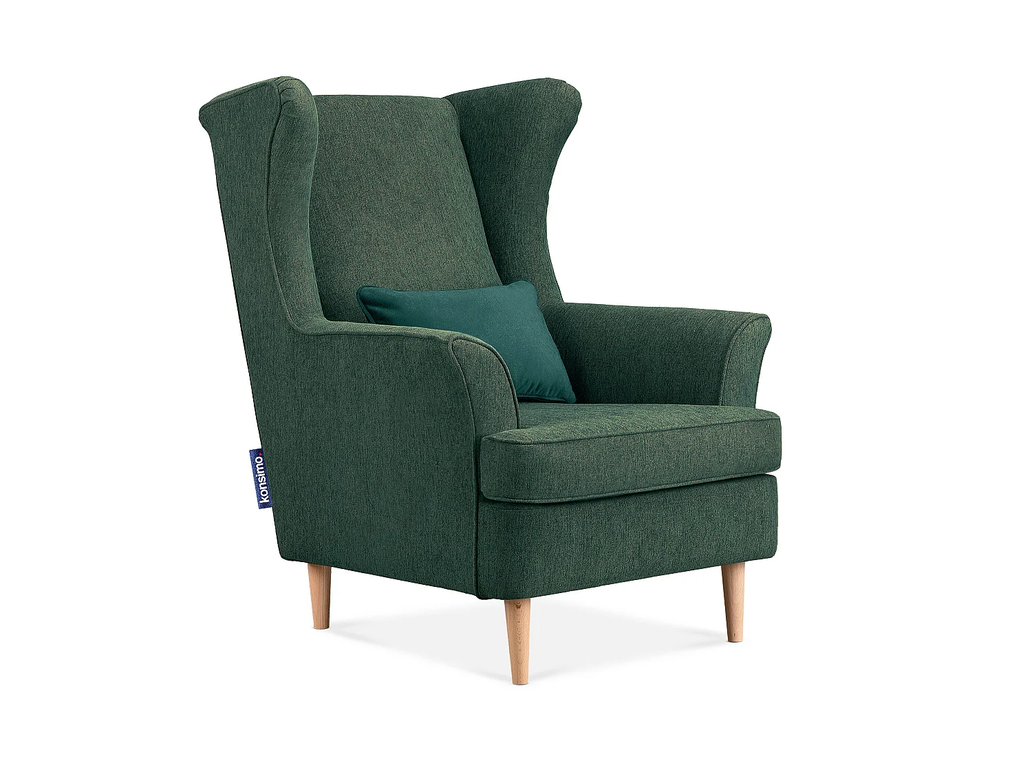 Klassischer Ohrensessel - Velours-Bezug blau - STRALIS