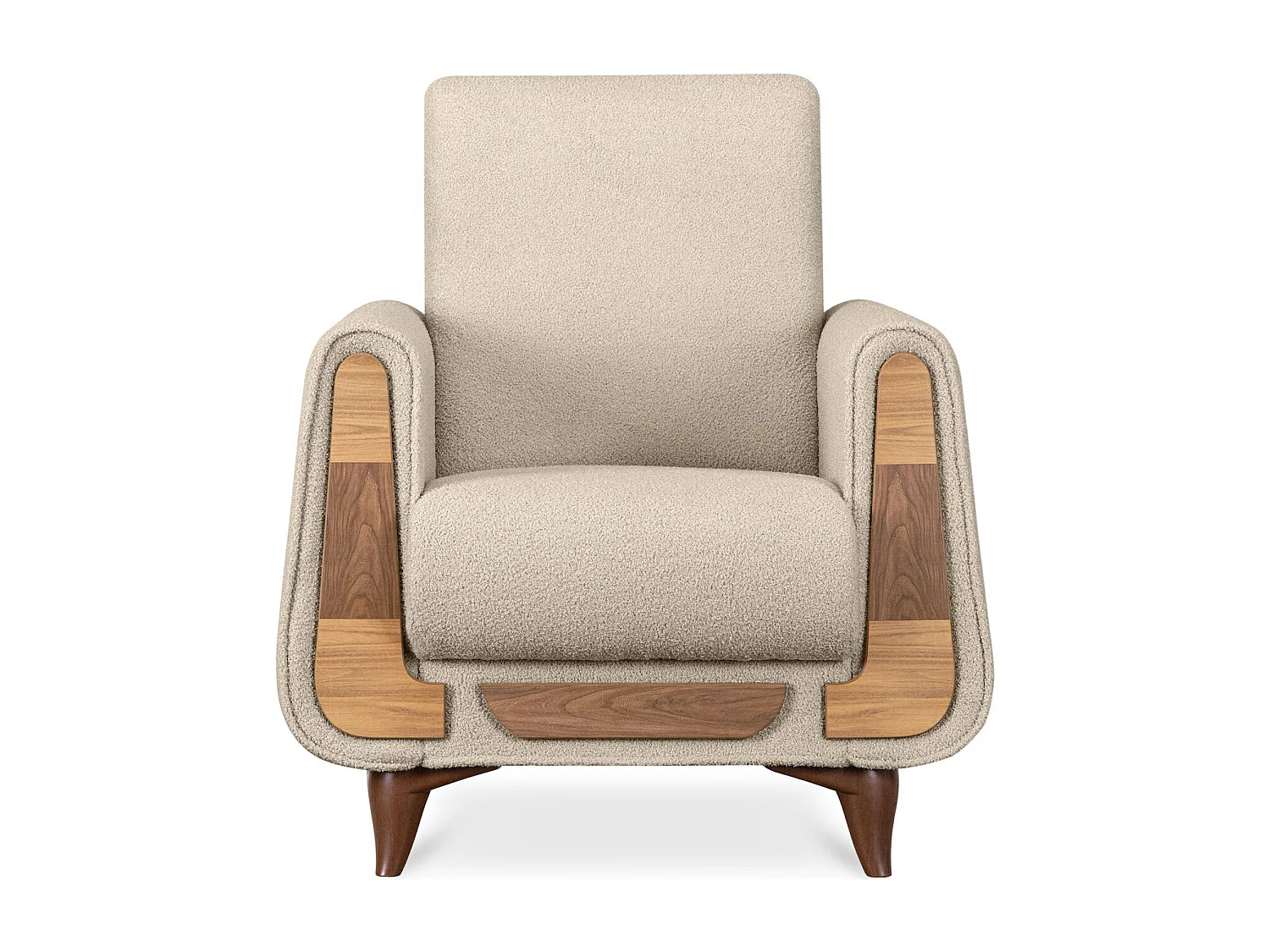 Klassischer Sessel aus Schaumstoff und Holz - creme - GUSTAVO