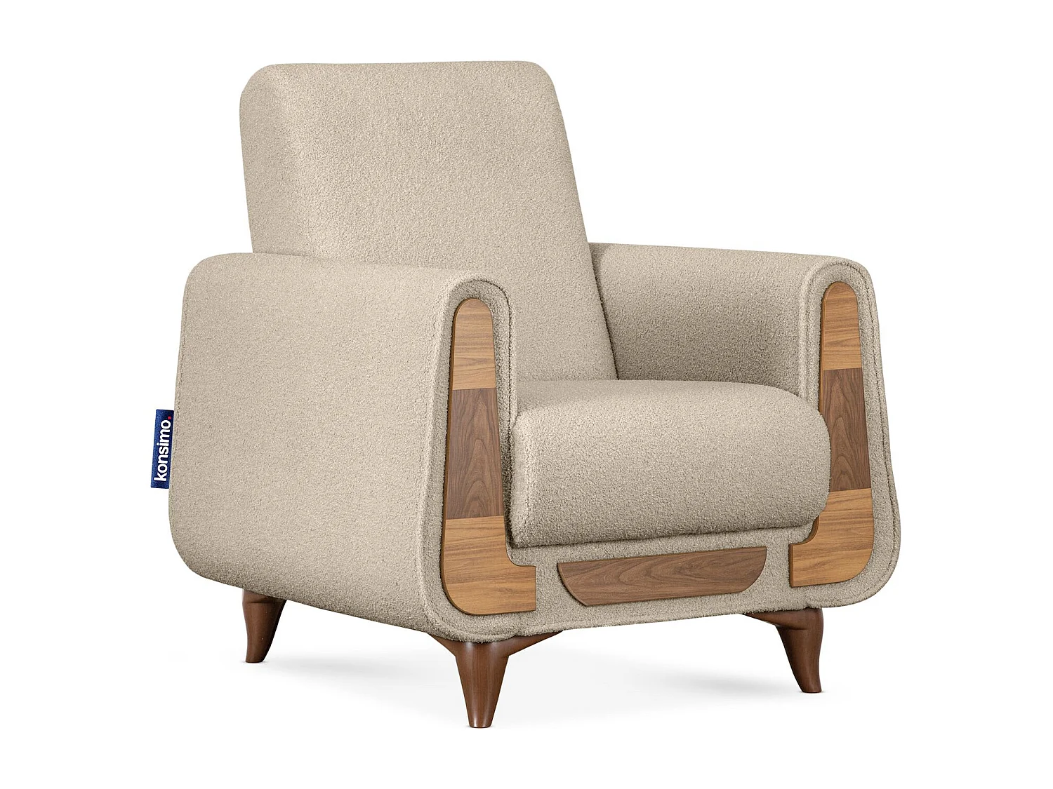 Klassischer Sessel aus Schaumstoff und Holz - creme - GUSTAVO