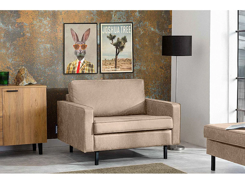 Großer Loft-Sessel aus Leder und Mikrofaser - beige - INVIA