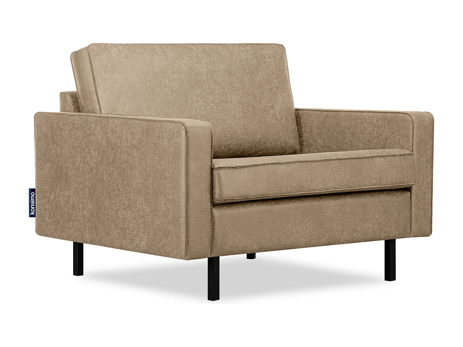 Großer Loft-Sessel aus Leder und Mikrofaser - beige - INVIA