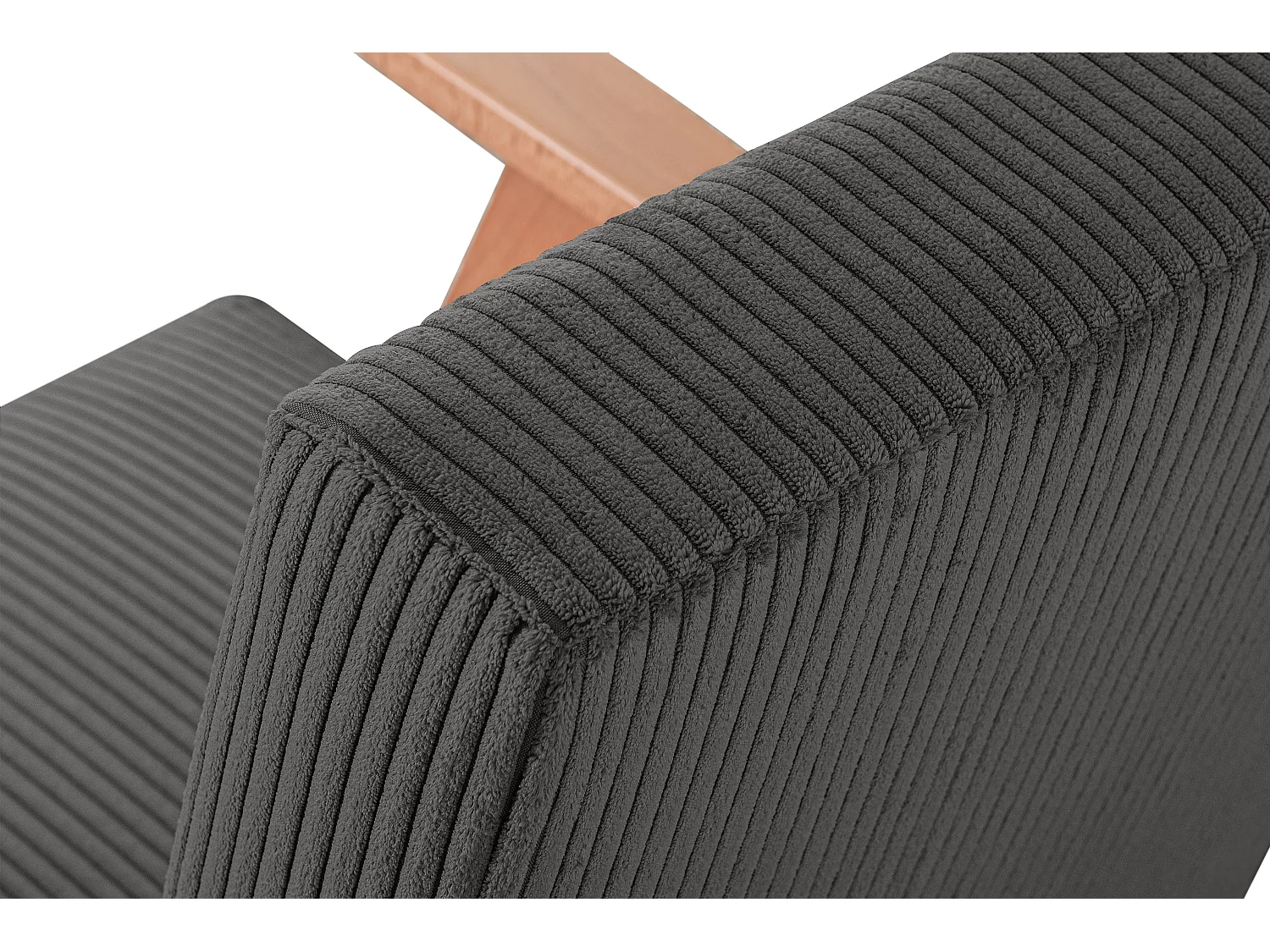 Vintage Sessel gepolstert Echt-Holz-Rahmen - Dunkelgrau - NASET