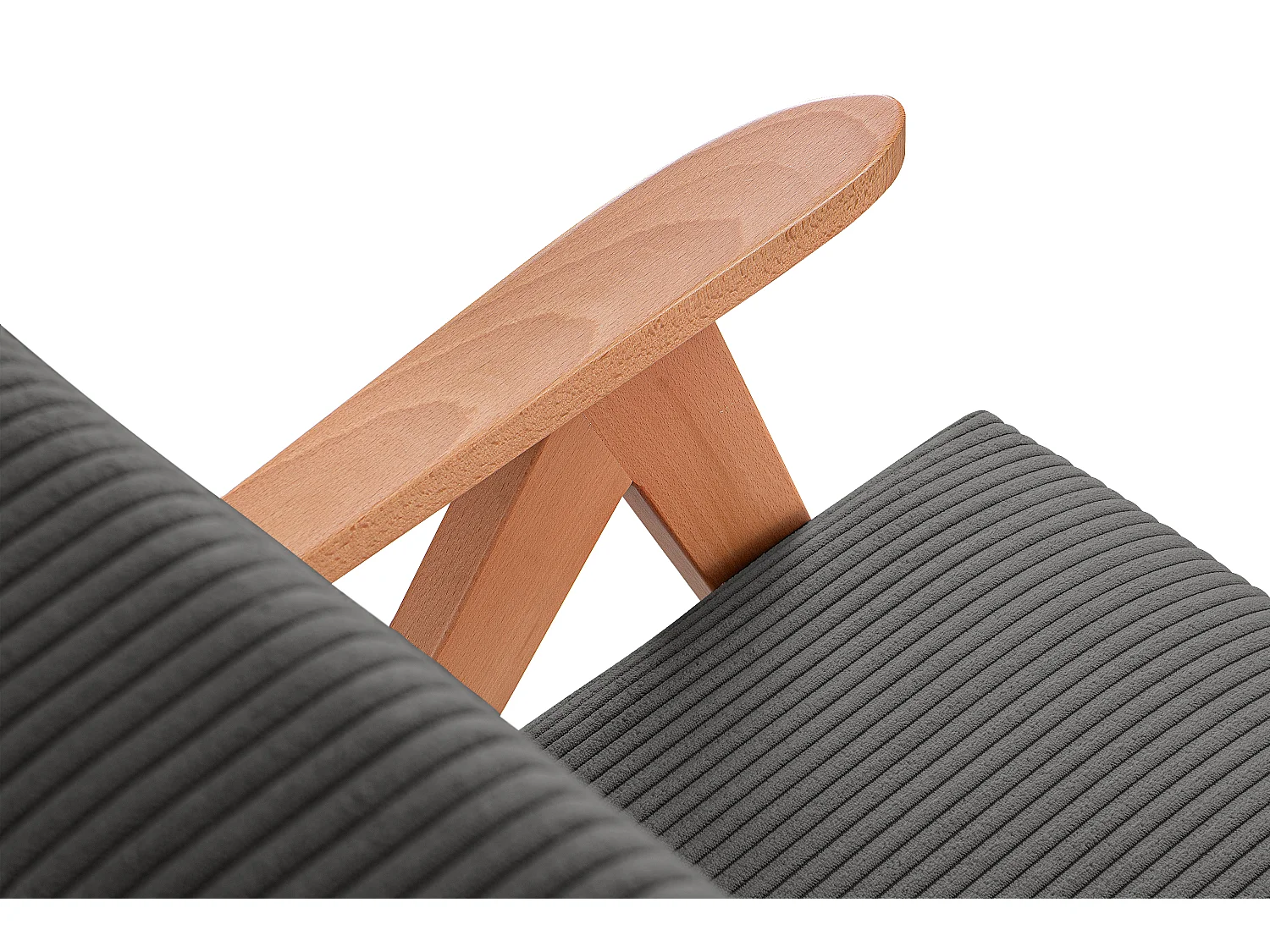 Vintage Sessel gepolstert Echt-Holz-Rahmen - Dunkelgrau - NASET