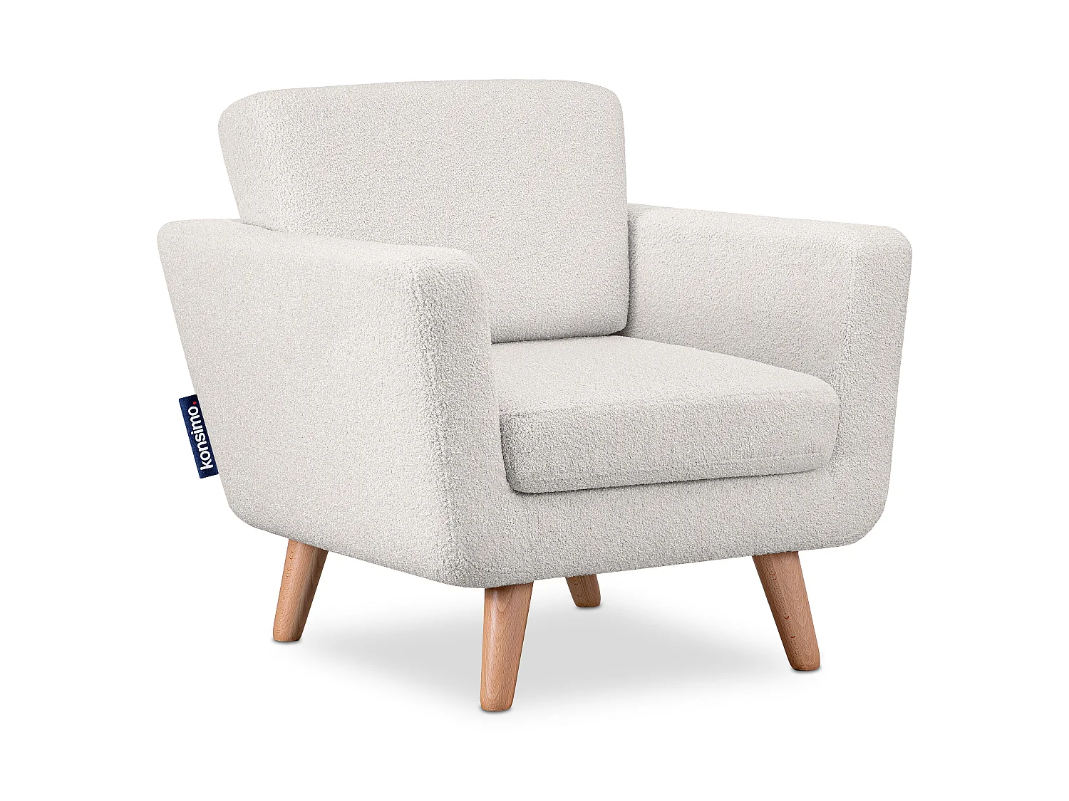 Skandinavischer Sessel - Massivholz-Beine - weiß - TAGIO