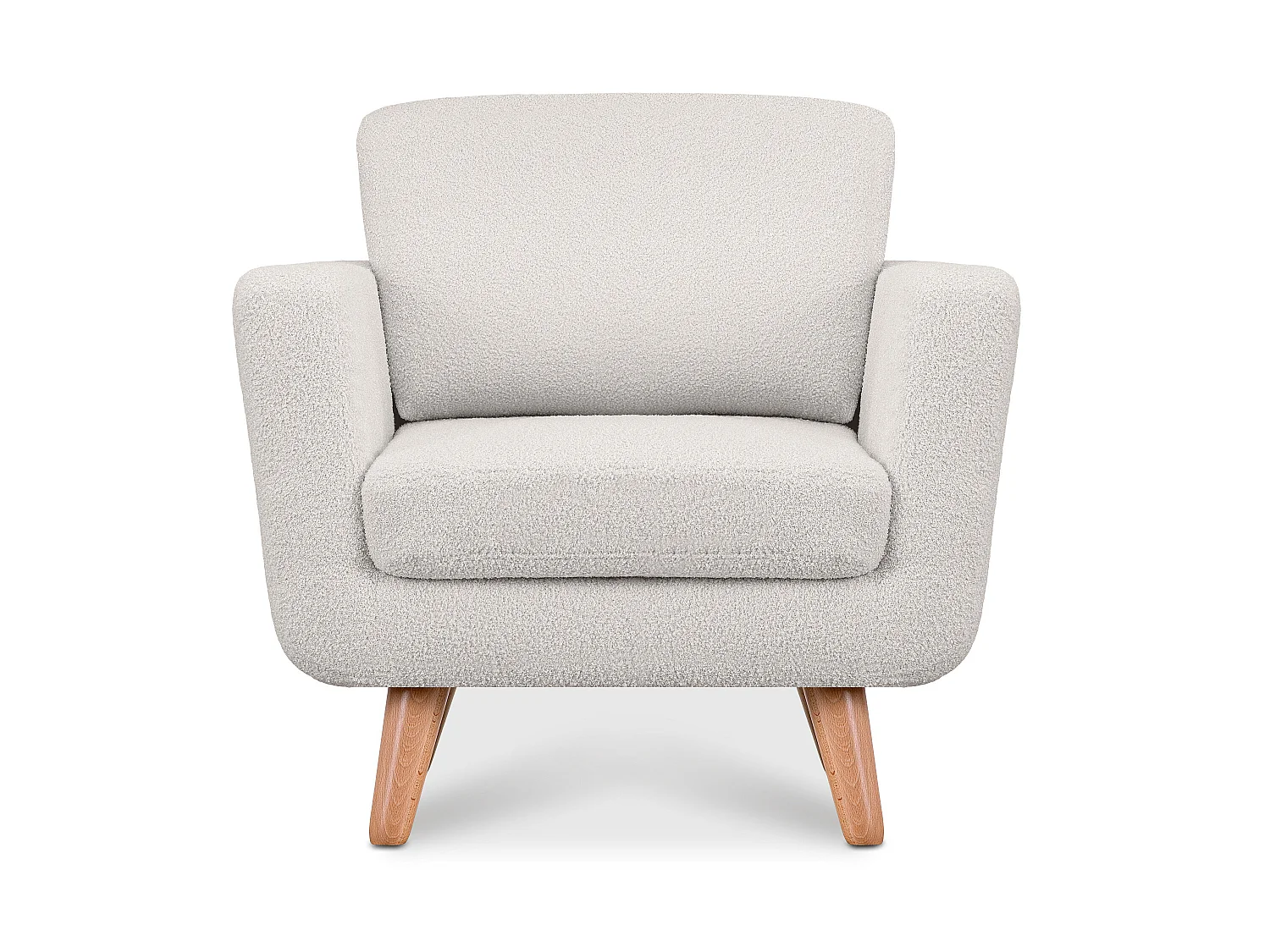 Skandinavischer Sessel - Massivholz-Beine - weiß - TAGIO