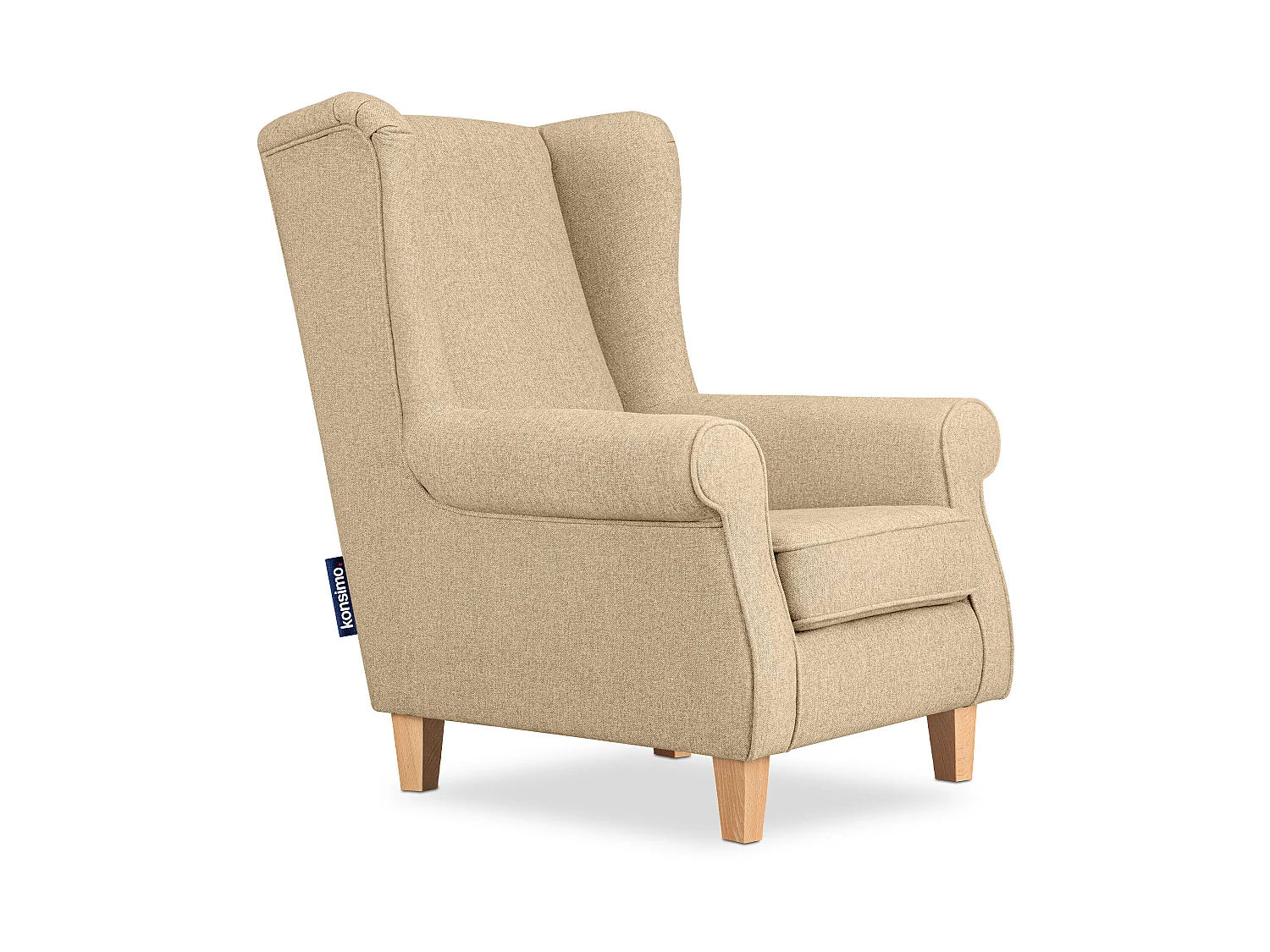 Ohrensessel Massivholzbeine buche -  creme - MILES