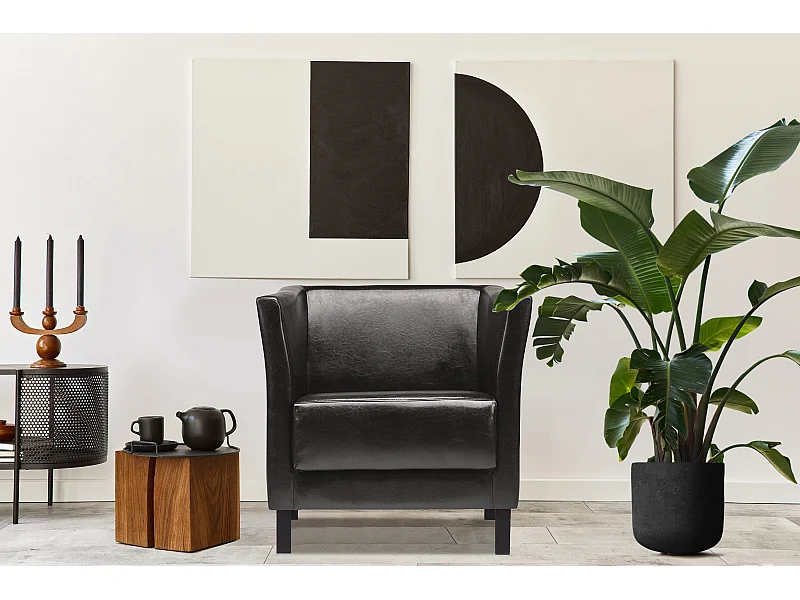 Moderner Sessel aus Kunstleder - ein dunkles Braun - ESPECTO