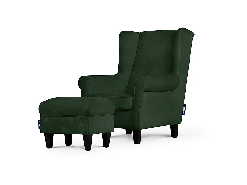 Ohrensessel Massivholzbeine - grün - MILES