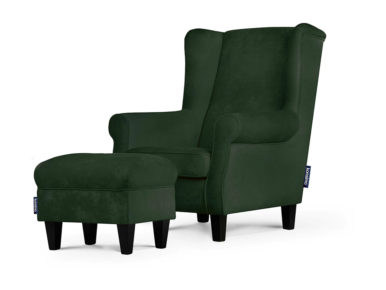 Ohrensessel Massivholzbeine - grün - MILES