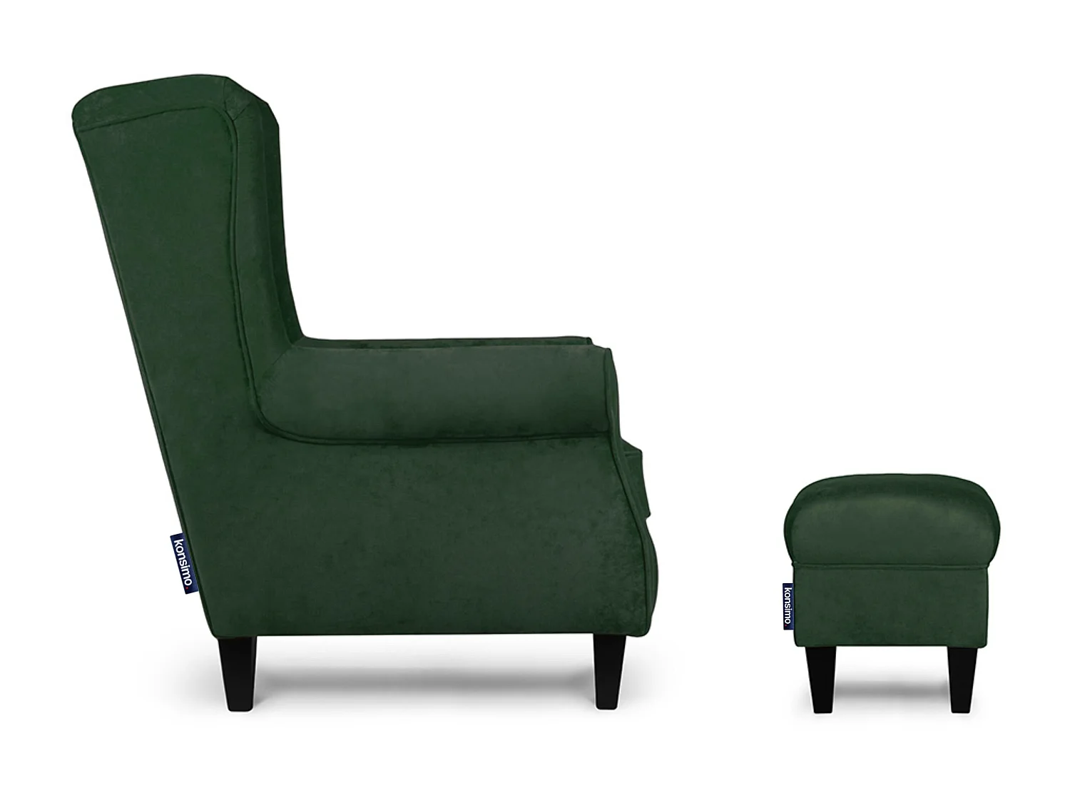 Ohrensessel Massivholzbeine - grün - MILES