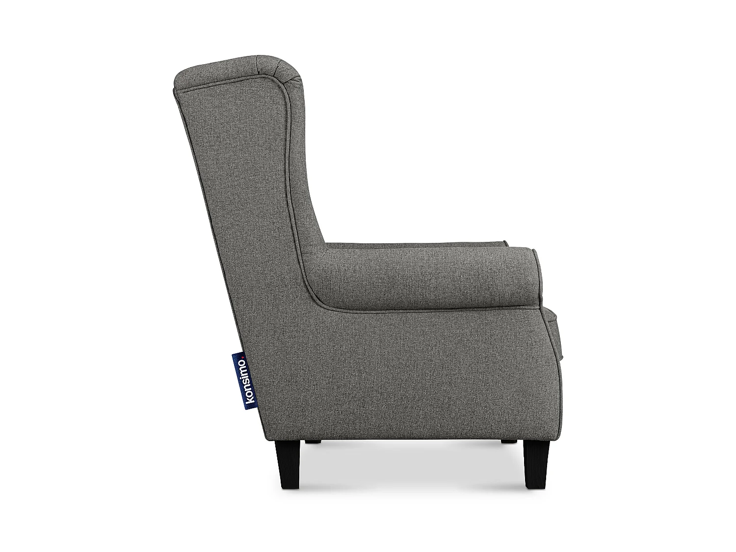 Ohrensessel Massivholzbeine - grau/schwarz - MILES