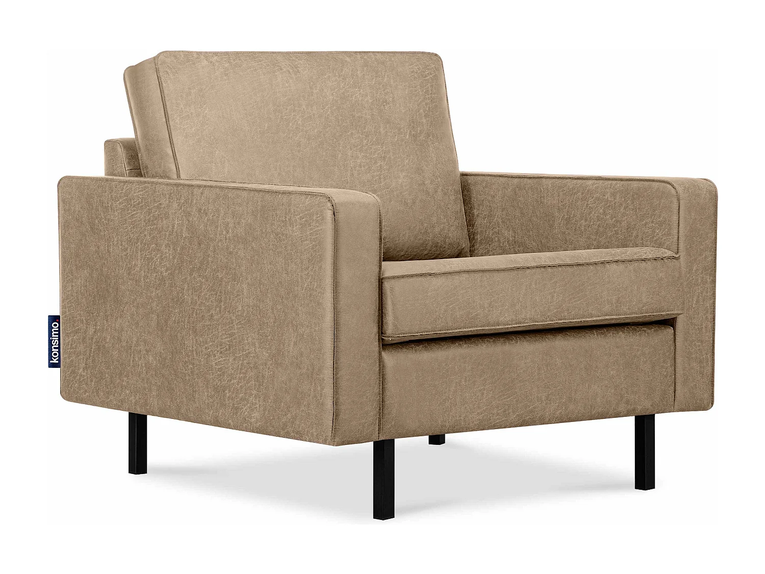 Großer Loft-Sessel aus Leder und Mikrofaser -  beige - INVIA