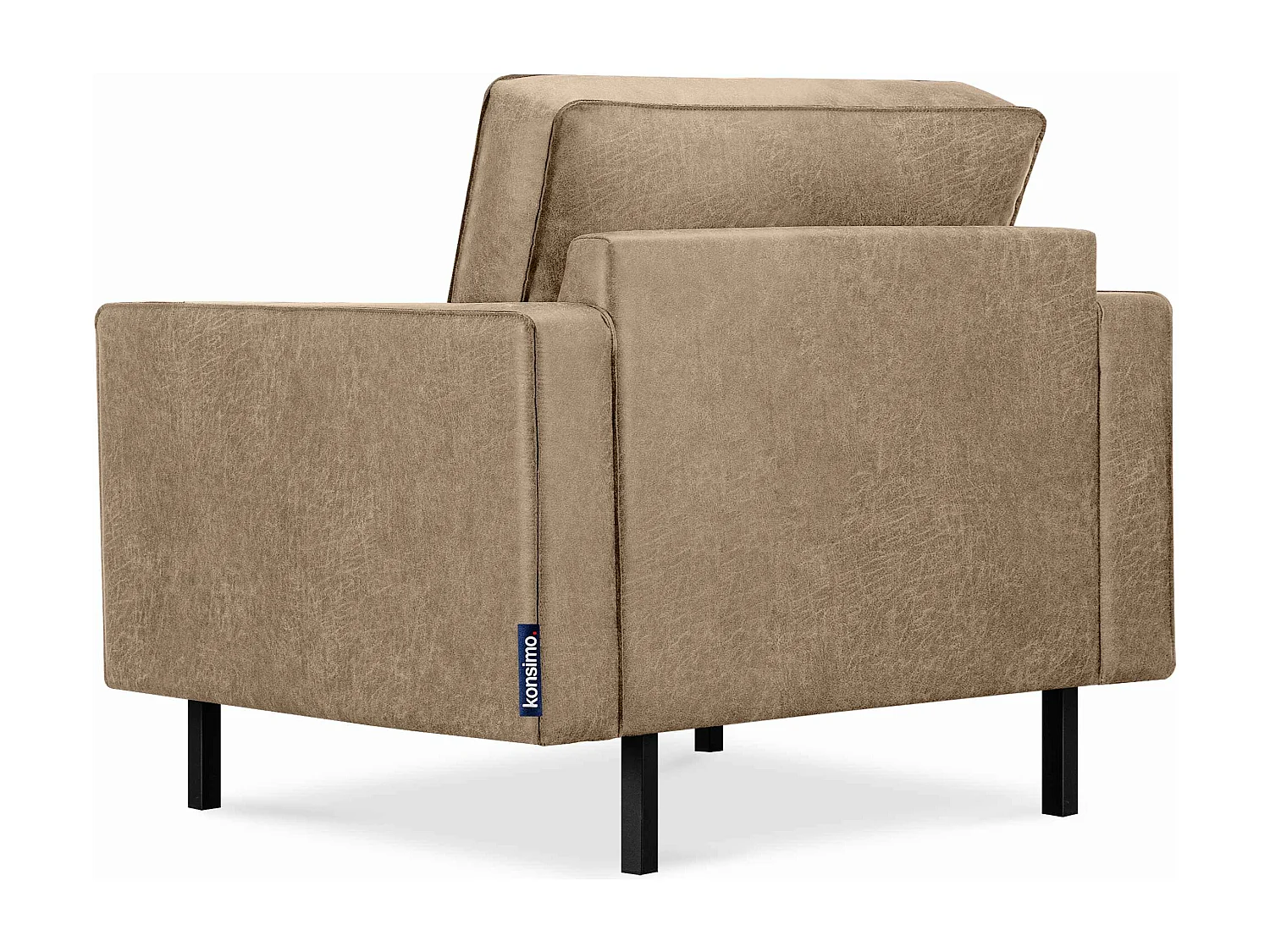 Großer Loft-Sessel aus Leder und Mikrofaser -  beige - INVIA