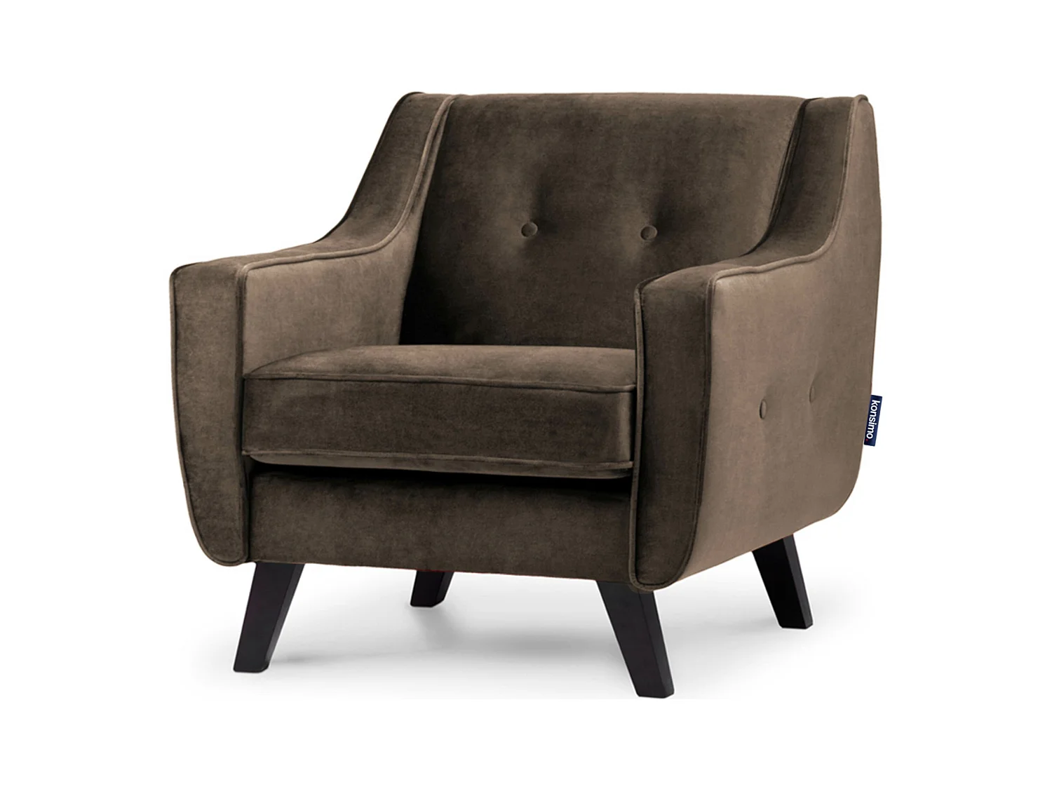 Sessel mit Velours-Bezug - Braun - TERSO