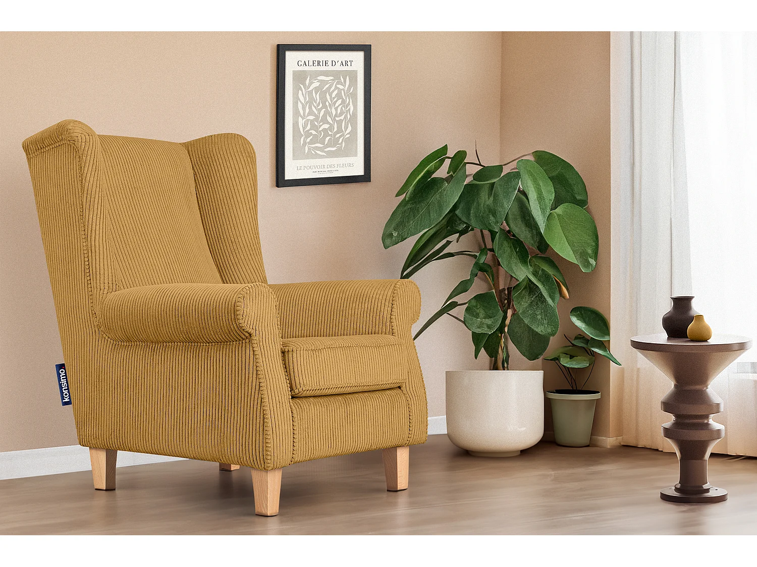 Ohrensessel Kord-Bezug Petfriendly - gelb - MILES