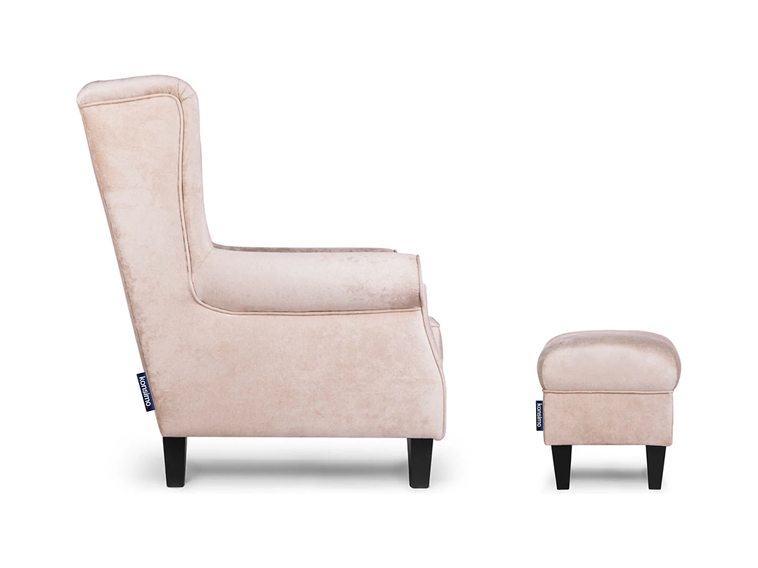 Ohrensessel Set inkl. Sitzhocker -  beige - MILES