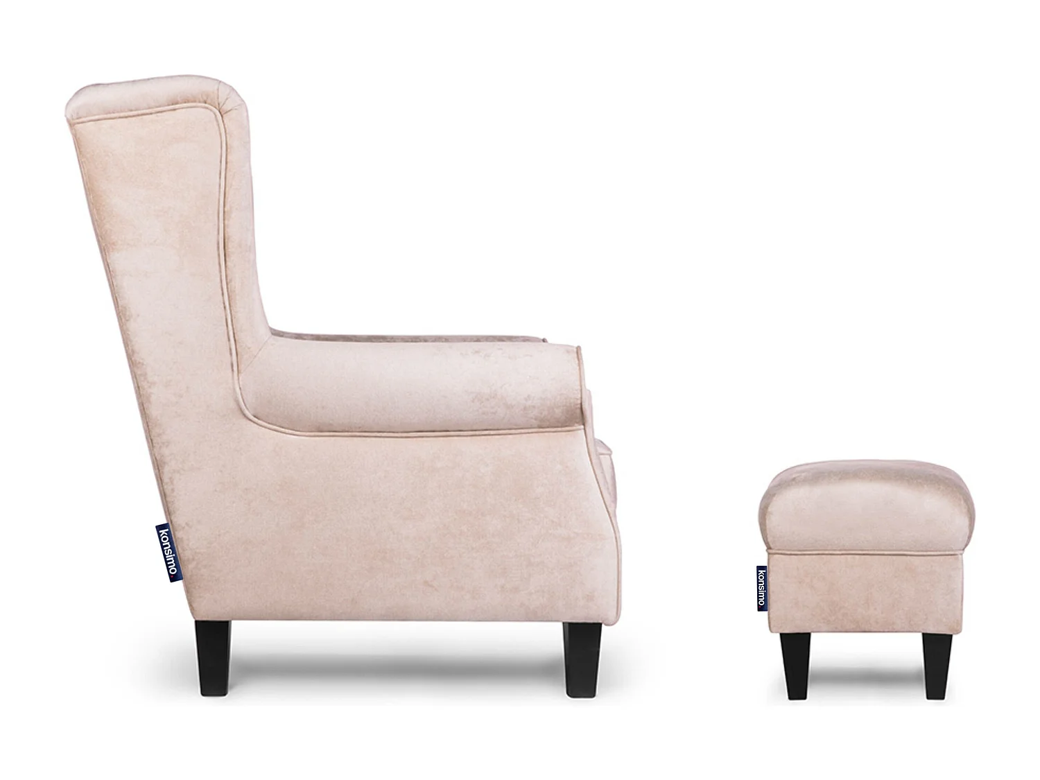 Ohrensessel Set inkl. Sitzhocker -  beige - MILES