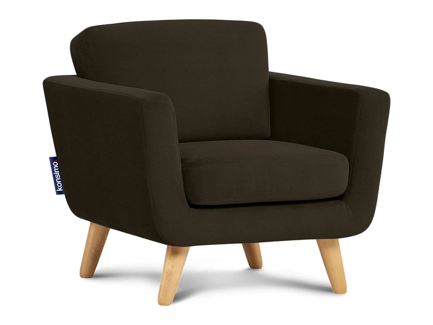 Skandinavischer Sessel - Massivholz-Beine - braun - TAGIO