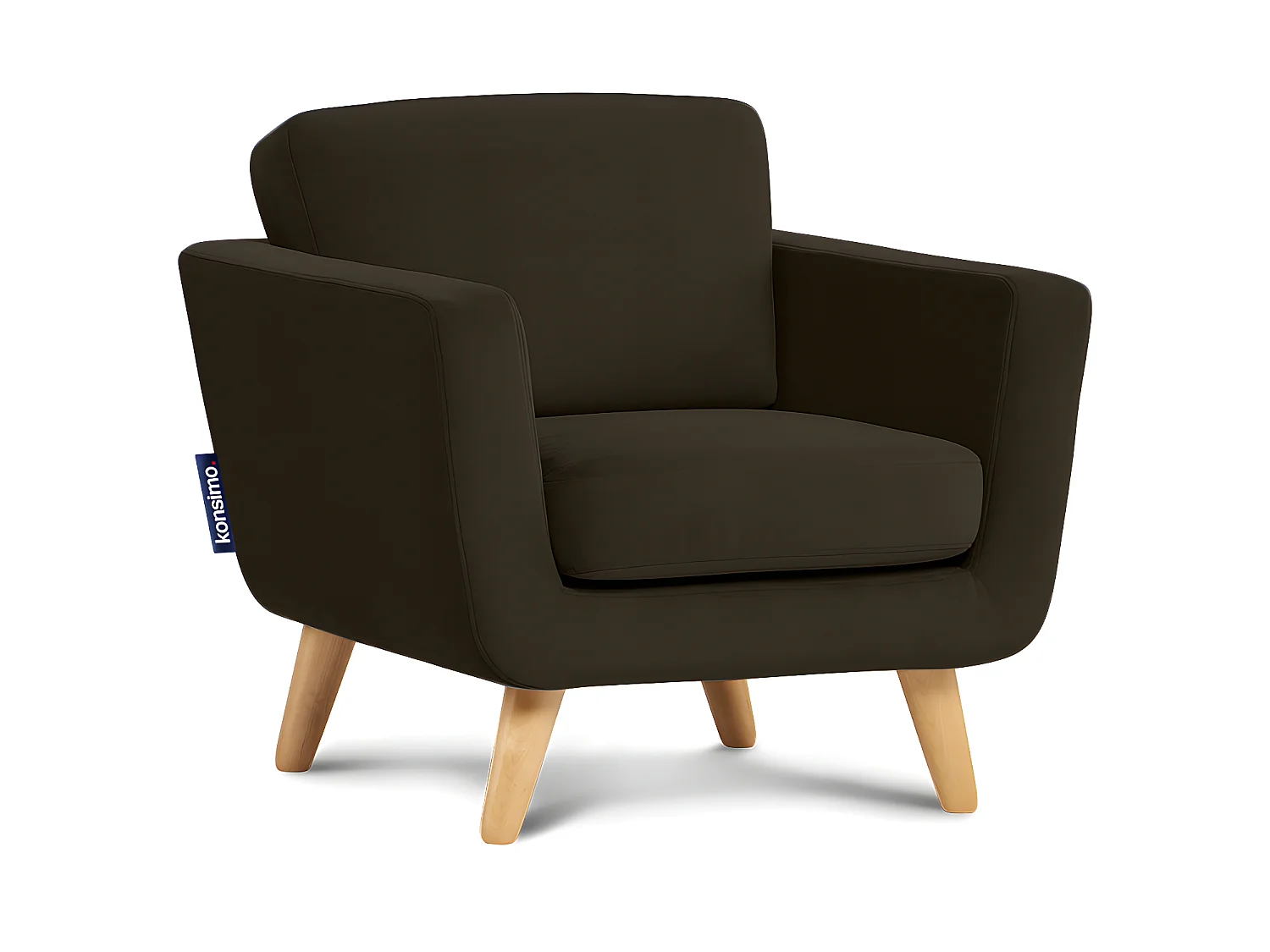 Skandinavischer Sessel - Massivholz-Beine - braun - TAGIO