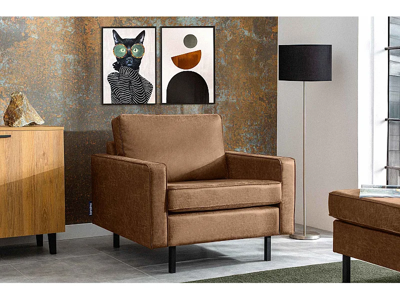 Großer Loft-Sessel aus Leder und Mikrofaser -  braun - INVIA