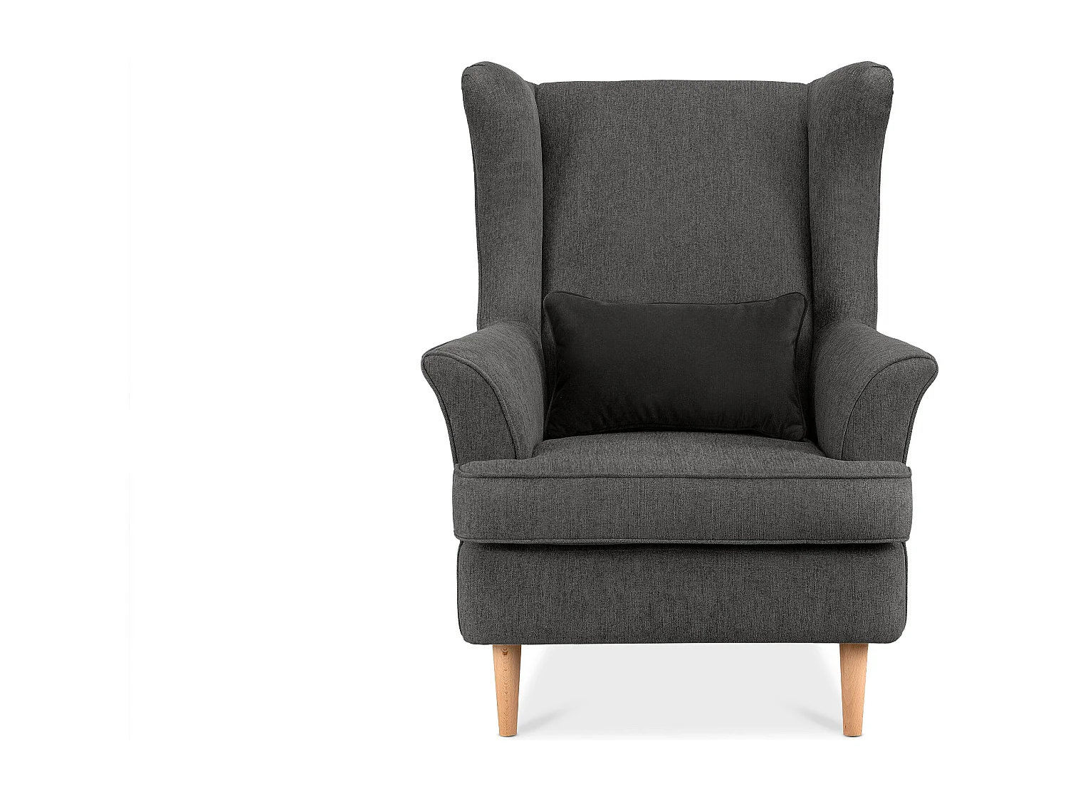 Klassischer Ohrensessel - Velours-Bezug grau - STRALIS