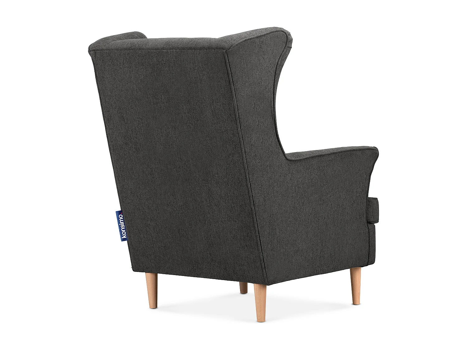 Klassischer Ohrensessel - Velours-Bezug grau - STRALIS