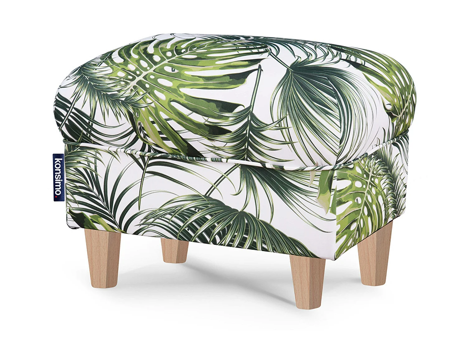 Ohrensessel + Pouffe Set  - weiß/grün/buche - MILES