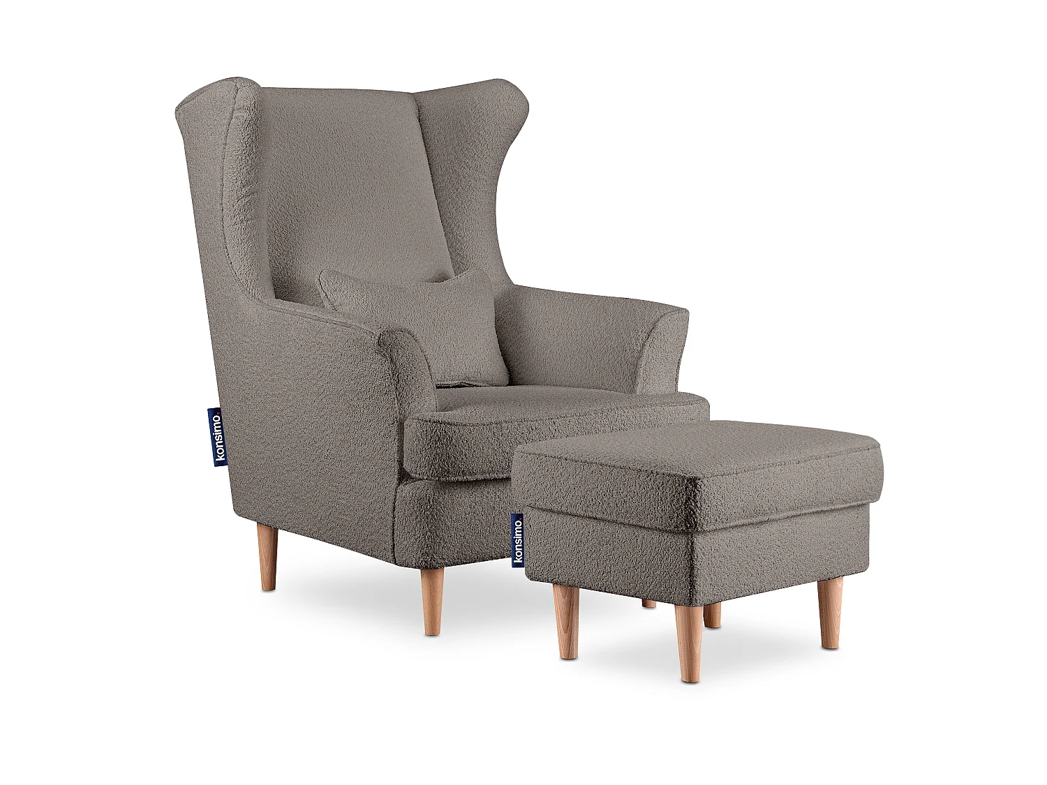 Klassischer Sessel mit Sitzhocker - Beige - STRALIS